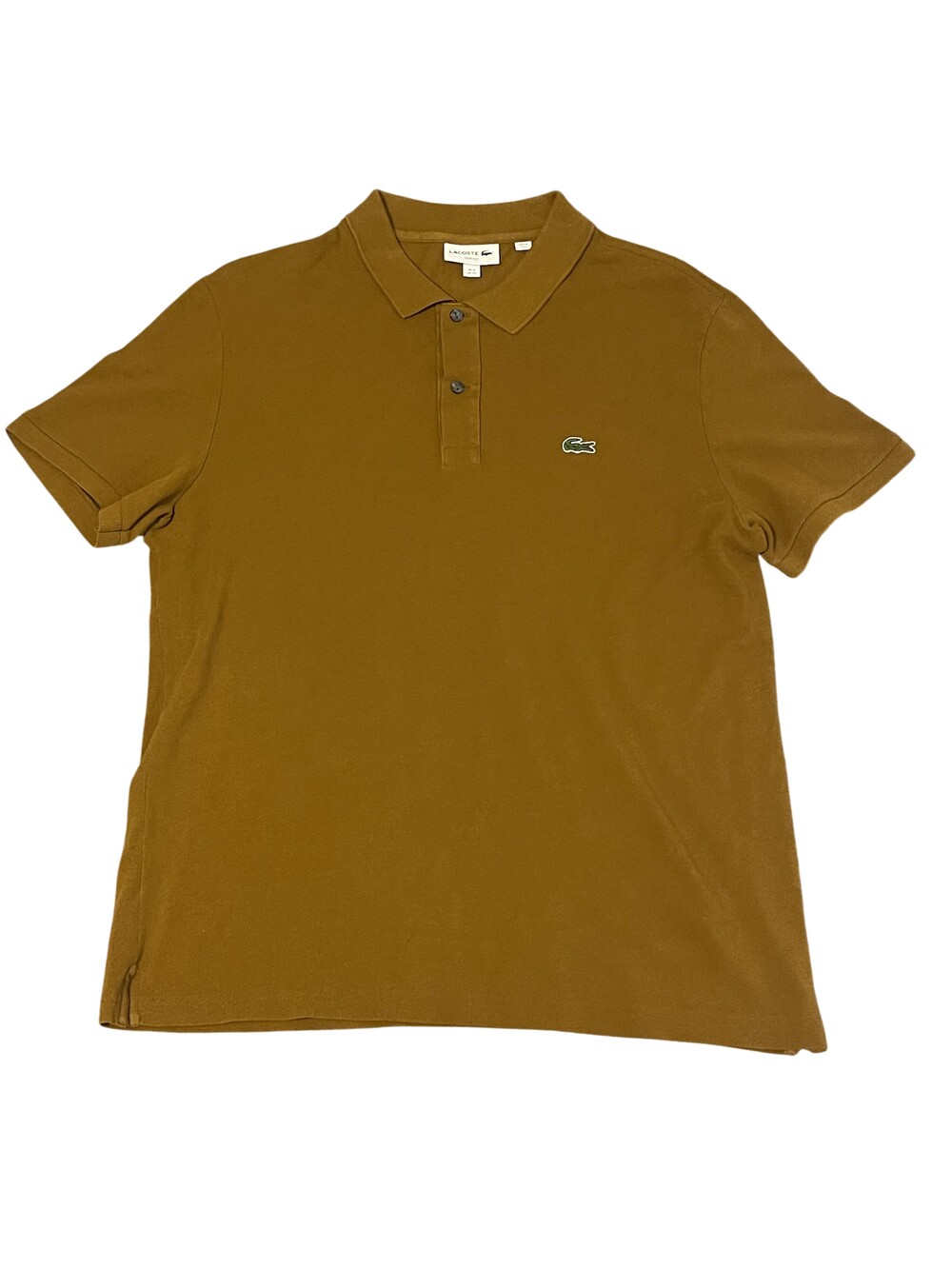 Lacoste Polo Shirt Mens XL Brown Slim Fit Pique Knit Croc Logo Cotton Casual